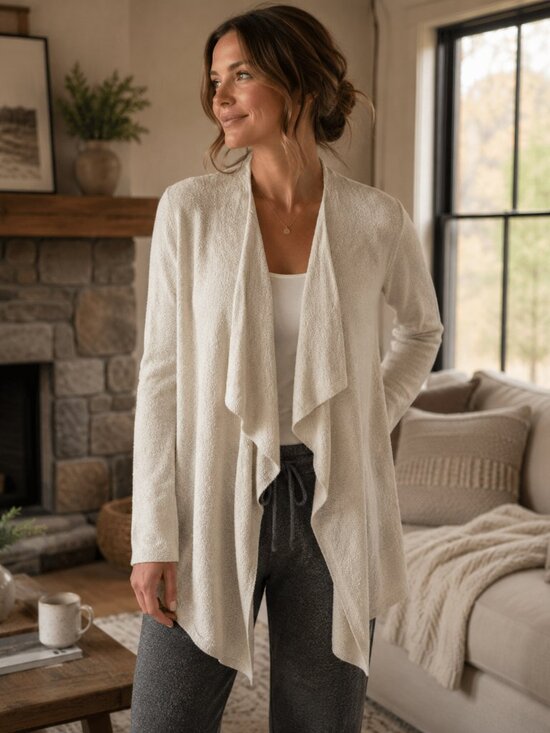 Barefoot Dreams Sweaters - Barefoot Dreams Cozychic Lite Island Wrap Cardigan 436 Beige S / M Plush Cozy